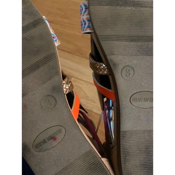 Steve Madden women's multicolor strappy spring gladiator sandals size 3 - Picture 8 of 9